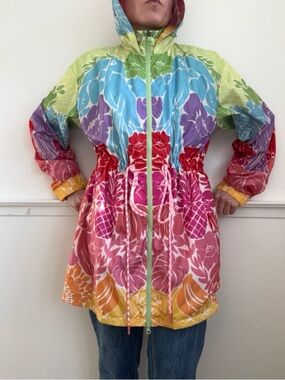 FARM Rio Vibrant Floral Drawstring Lightweight Windbreaker - Multicolor